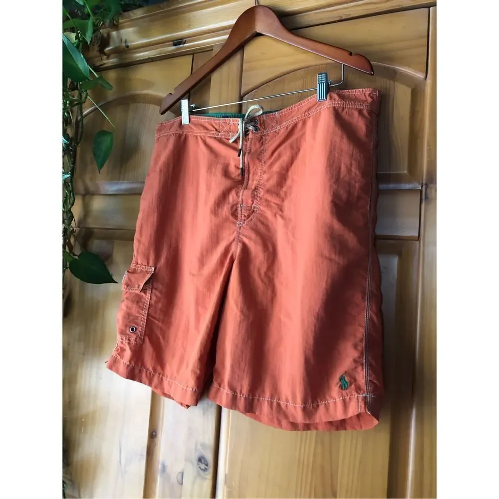 Polo Ralph Lauren Board Shorts Mens Orange Swim Trucks Cargo SZ L